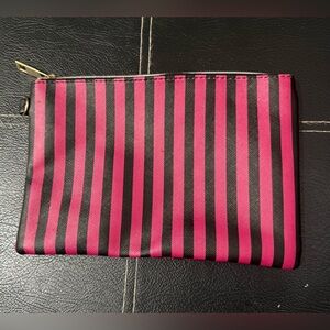 Vibrant Pink and Black Striped Cosmetic Bag